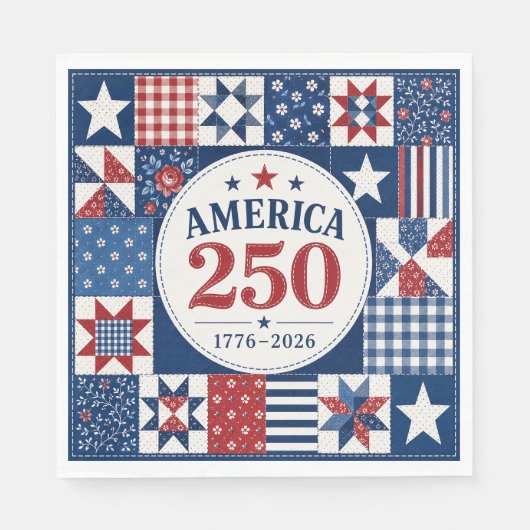 USA 250 キルト風ナプキン スタンダードランチョンナプキン (正面)
