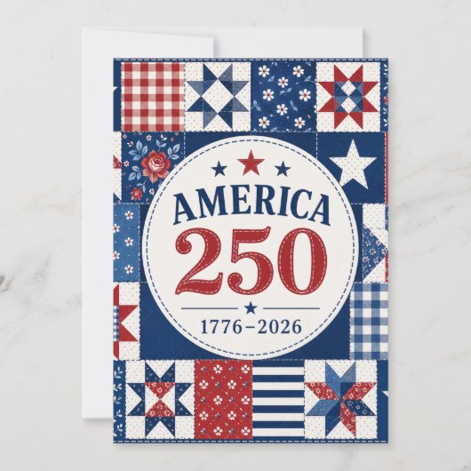 USA 250 キルト風ナプキン 招待状 (正面)