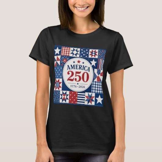 USA 250 キルト風ナプキン Tシャツ (正面)