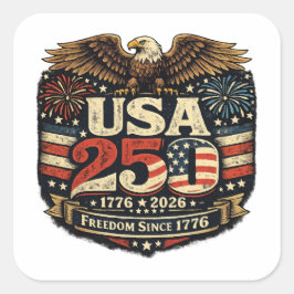 USA 250 バルダイーグル 1776-2026 パトリオティックステッカー スクエアシール