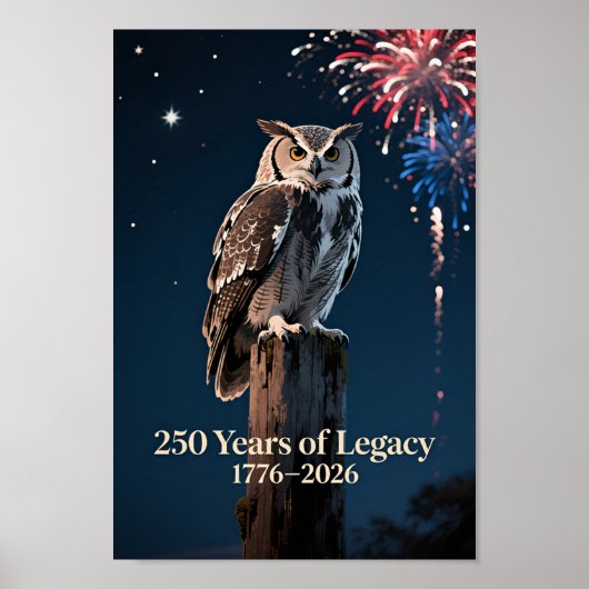 USA 250 フクロウ 愛国 1776–2026 ポスター (正面)