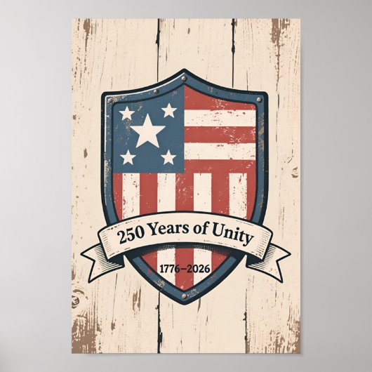 USA 250 ラスティック バッジ 1776–2026 愛国 ポスター (正面)