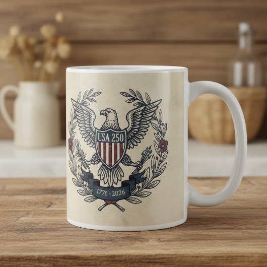 USA 250 愛国鷲モチーフ Crm ID1299 コーヒーマグカップ