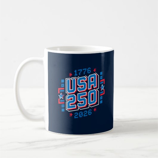 USA 250 - 1776年から2026年 ピクセルアート コーヒーマグカップ (左)