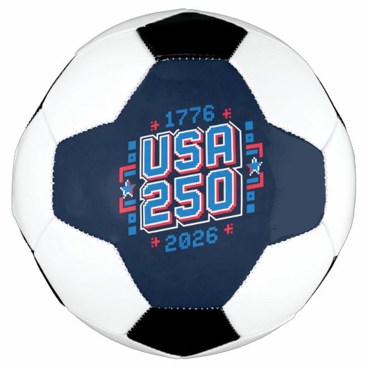 USA 250 - 1776年から2026年 ピクセルアート サッカーボール (正面)