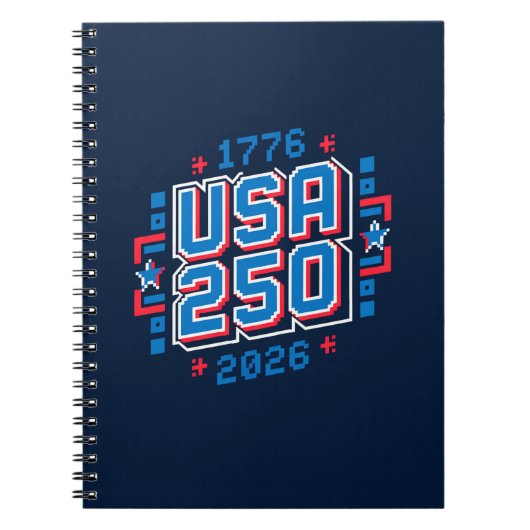 USA 250 - 1776年から2026年 ピクセルアート ノートブック (正面)