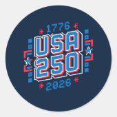 USA 250 - 1776年から2026年 ピクセルアート ラウンドシール (正面)