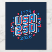 USA 250 - 1776年から2026年 ピクセルアート ワインラベル (シングルラベル)