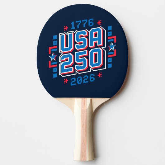 USA 250 - 1776年から2026年 ピクセルアート 卓球ラケット (正面)