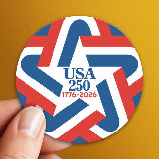 USA 250 - 1776-2026 ビンテージスター デザイン ラウンドシール