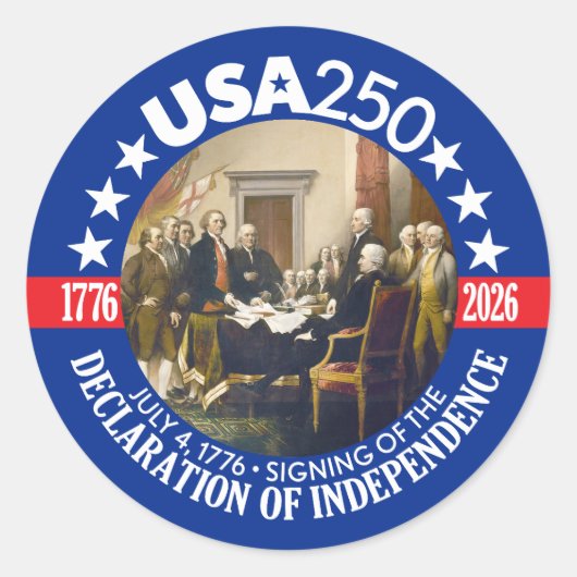 USA 250 - 1776-2026 - Declaration of Independence ラウンドシール (正面)