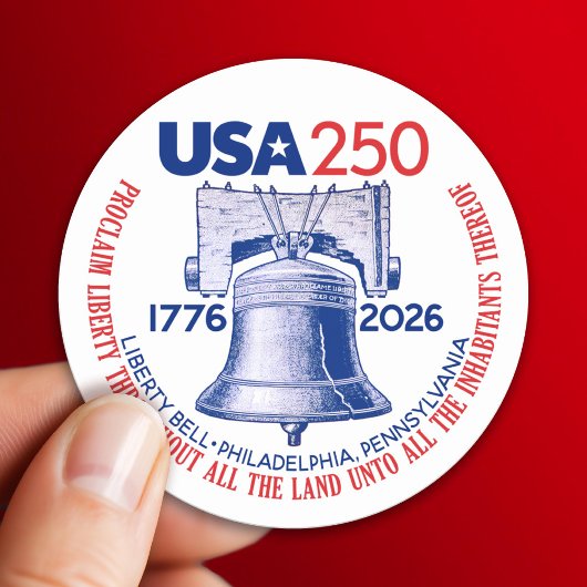 USA 250 - 1776-2026 - Liberty Bell Red White Blue ラウンドシール