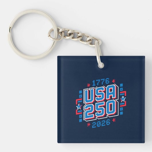 USA 250 – 1776 to 2026 Pixel Art キーホルダー (正面)