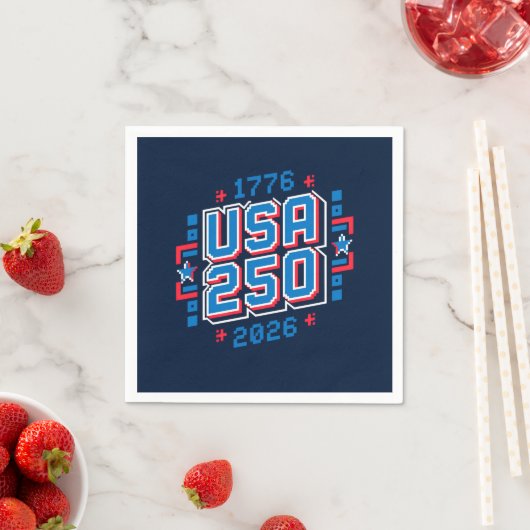 USA 250 – 1776 to 2026 Pixel Art スタンダードカクテルナプキン (インサイチュ)