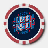 USA 250 – 1776 to 2026 Pixel Art ポーカーチップ (正面)