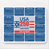 USA 250 2026年カレンダー - 赤白青 マウスパッド (正面)