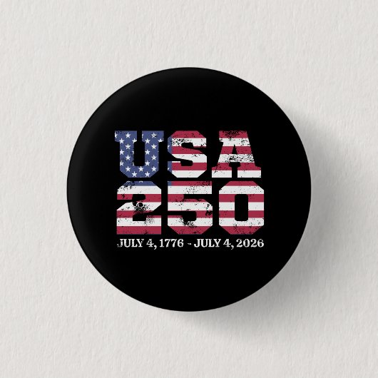 USA 250 4Th Of July 缶バッジ (正面)