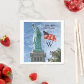 USA 250 American Flag Statue of Liberty Monogram  スタンダードカクテルナプキン (インサイチュ)