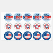 USA 250 - America's 250th Birthday - Stars Stripes ラベル (シート)