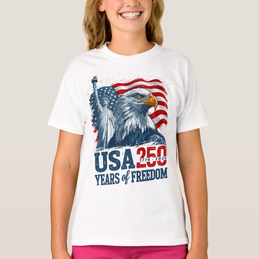 USA 250 America's Semiquincentenl Liberty & Eagle Tシャツ (正面)