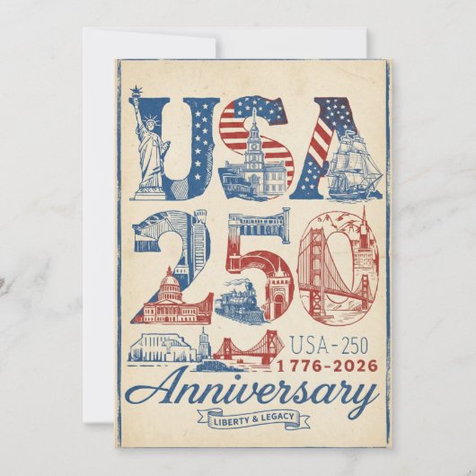 USA 250 Anniversary Vintage retro Americana シーズンカード (正面)