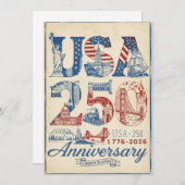 USA 250 Anniversary Vintage retro Americana シーズンカード (正面/裏面)