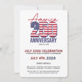 USA 250 celebration. Anniversary Party Invitation 招待状 (正面)