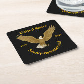 USA 250 Elegant Black Paper Coasters スクエアペーパーコースター (アングル)
