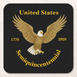 USA 250 Elegant Black Paper Coasters スクエアペーパーコースター