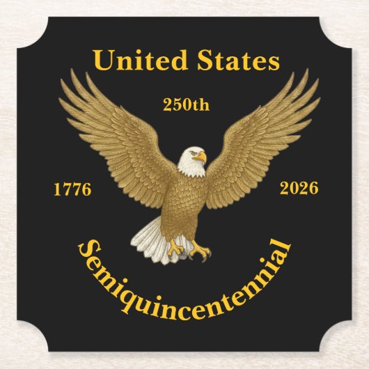 USA 250 Elegant Black Paper Coasters ペーパーコースター (正面)