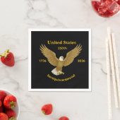 USA 250 Elegant Black Paper Napkins スタンダードカクテルナプキン (インサイチュ)