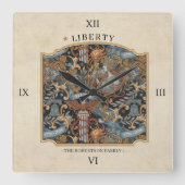 USA 250 Liberty Art Nouveau Pattern Border ID1302 スクエア壁時計 (正面)