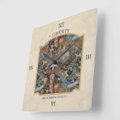 USA 250 Liberty Art Nouveau Pattern Border ID1302 スクエア壁時計 (傾斜)
