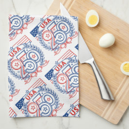 USA 250 Patriotic Anniversary Emblem Design キッチンタオル