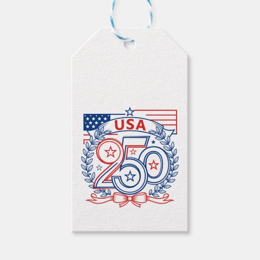 USA 250 Patriotic Anniversary Emblem Design ギフトタグ (正面)