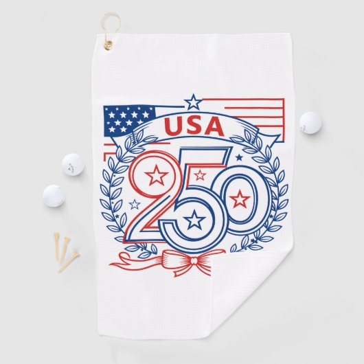 USA 250 Patriotic Anniversary Emblem Design ゴルフタオル (インサイチュ)