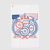 USA 250 Patriotic Anniversary Emblem Design ゴルフタオル (正面)