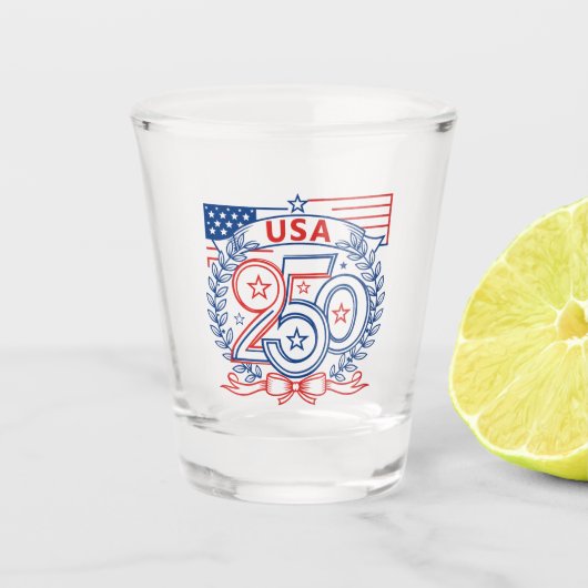 USA 250 Patriotic Anniversary Emblem Design ショットグラス (正面)