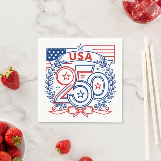 USA 250 Patriotic Anniversary Emblem Design スタンダードカクテルナプキン (インサイチュ)
