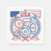 USA 250 Patriotic Anniversary Emblem Design スタンダードカクテルナプキン (正面)