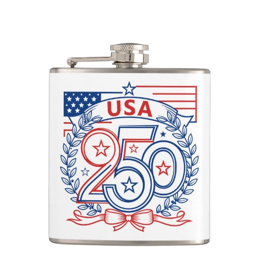 USA 250 Patriotic Anniversary Emblem Design フラスク (正面)