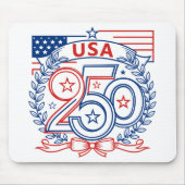 USA 250 Patriotic Anniversary Emblem Design マウスパッド (正面)