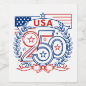 USA 250 Patriotic Anniversary Emblem Design ワインラベル (シングルラベル)
