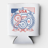 USA 250 Patriotic Anniversary Emblem Design 缶クーラー (正面)