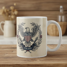 USA 250 Patriotic Eagle Heritage Motif Crm ID1299 コーヒーマグカップ