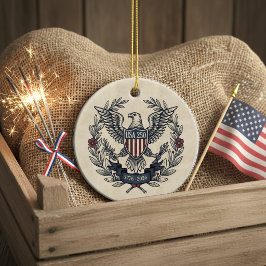USA 250 Patriotic Eagle Heritage Motif Crm ID1299 セラミックオーナメント