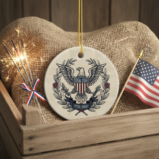 USA 250 Patriotic Eagle Heritage Motif Crm ID1299 セラミックオーナメント