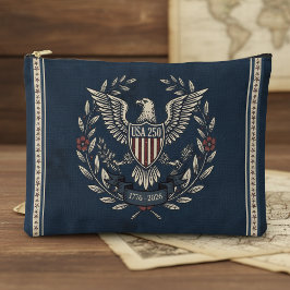 USA 250 Patriotic Eagle Heritage Motif Navy ID1299 アクセサリーポーチ
