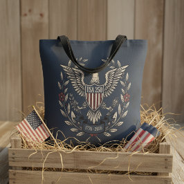 USA 250 Patriotic Eagle Heritage Motif Navy ID1299 トートバッグ