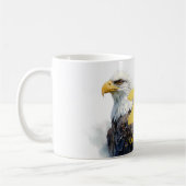 USA 250: Watercolor Bald Eagle & Gold コーヒーマグカップ (左)